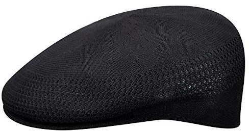 Kangol Tropic Ventair Flatcap 504 Schiebermütze Schirmmütze Herrencap Sommercap Damencap Pepe Damen/Herren - mit Schirm Frühling-Sommer - L (58-59 cm) schwarz