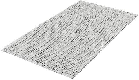 Kleine Wolke Badteppich SWAY Platinfarben 70 x 120 cm | OEKO-TEX zertifiziert, rutschhemmende Unterseite, für Fußbodenheizung, maschinenwaschbar, 100% Baumwolle