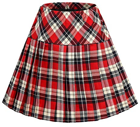 Damen Elastische Taille Plaid Faltenrock Tartan Skater Schuluniform Minirock, Serie 16, Klein