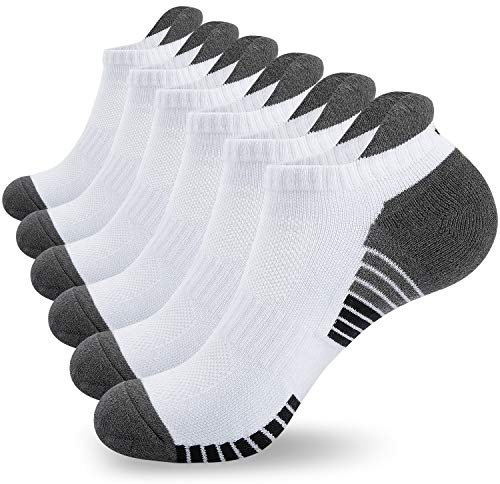anqier 6 Pairs Running Socks Athletic Socks Cushioned Trainer Socks for Men Women Ladies Ankle Sports Socks Cotton Low Cut Walking Socks