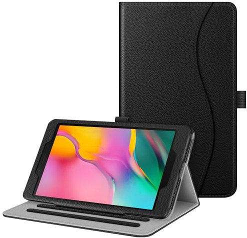 Fintie Hülle für Samsung Galaxy Tab A 8.0 2019 ohne S Pen Modell (SM-T290 Wi-Fi, SM-T295 LTE), [Eckenschutz] Multi-Winkel-Betrachtungsständer Cover mit Tasche, Schwarz