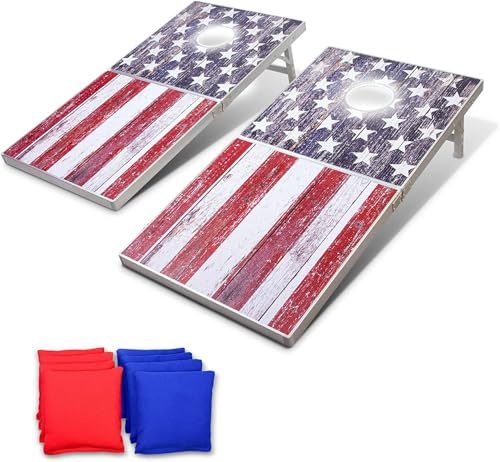 GoSports Ensemble de Cornhole Drapeau américain à LED, Taille réglementaire
