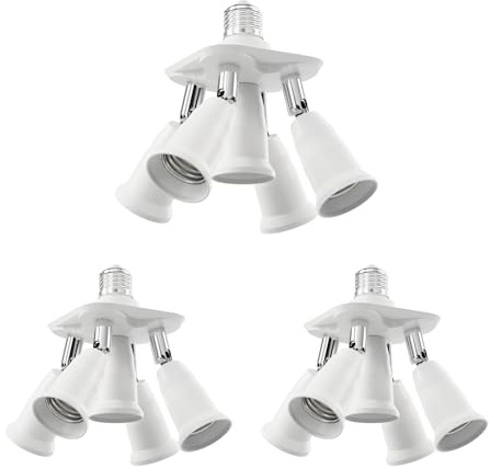 ledscom.de 3x E27 Sockel, 5-fach Splitter-Adapter, weiß