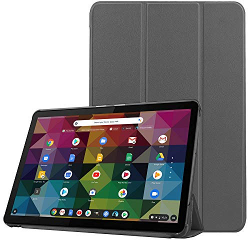 TingYR Coque pour Lenovo Duet Chromebook 10.1 Étui Tablette, Cuir, Support Pliant, Protection Tout Compris, Housse pour Lenovo Duet Chromebook 10.1.(Gris)