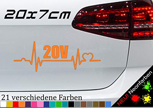 Herzschlag 20V Sticker Turbo TDI Diesel Aufkleber Tuning Zylinder JDM GSI 20x7cm in 21 Farben