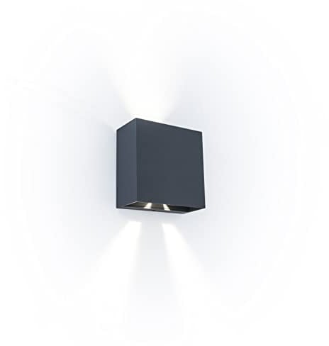 LUTEC LED Außenwandleuchte Gemini, moderne Wandlampe aus Aluminium in anthrazit, Lichstrahl einstellbar, geeignet für jede Hauswand, 10Watt, 230V, 400Lm