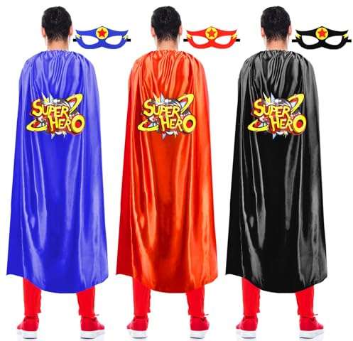 iROLEWIN Superhero Capes and Masks for Adults Superhero-Costumes for Women Men Family Halloween Dress-Up Party Favors Gifts