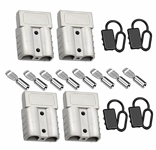 Anderson Connector 50A 600V with Rubber Caps (Grey) | Battery Quick Disconnect Modular Power Plug; Heavy Duty Terminal Kit; For Caravan Boat And Motorhome