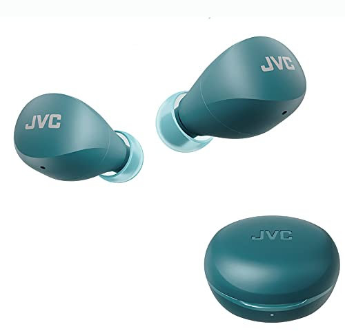 JVC Compact and Lightweight Gumy Mini True Wireless Earbuds Headphones, Long Battery Life (up to 23 Hours), Sound with Neodymium Magnet Driver, Water Resistance (IPX4) - HAA6TZ (Green)