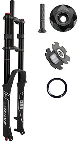 RUJIXU Mountain Bike Front Suspension Fork 26 27.5 29 Inch Disc Brake Air Down Hill Fork 1-1/8 Straight 1-1/2 Tapered Mtb Triple Tree Bike Fork Travel 135mm Quick Release 2440g