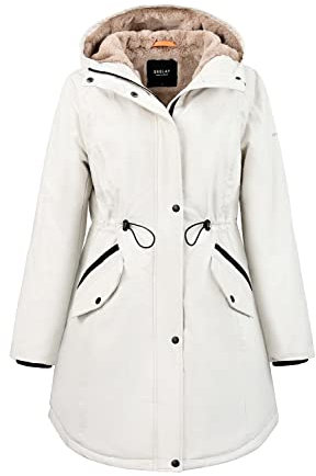 OROLAY Giacca Parka Donna Imbottita con Cappuccio, Fatta di Pile, Antivento per Inverno, Tasche Multiple, Ideale per Outdoor