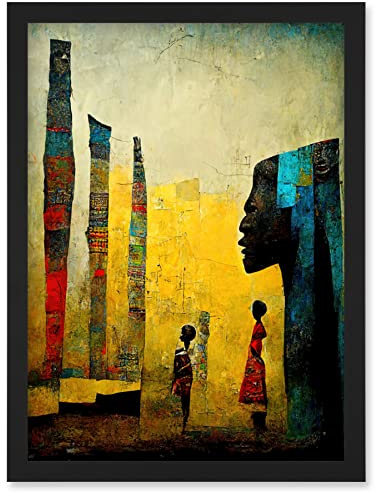 Doppelganger33 LTD African Art Modern Bright Abstract Artwork Framed Wall Art Print A4