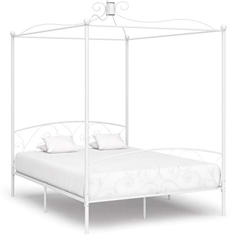BaraSh Himmelbett-Gestell Weiß Metall 180 x 200 cm Himmelstange Klemmen Betthimmel Stange Himmelbett Gestell Moskitonetz Halterung Bett 284473