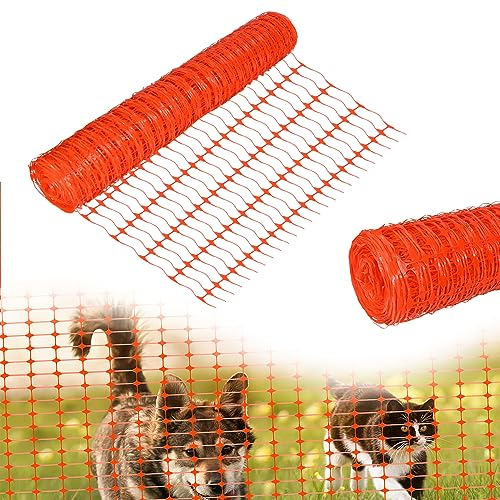 TRMLBE Absperrzaun aus Kunststoff 1 x 30m Orange Schutznetz Garten Bauzaun Warnnetz Aufgerollter Begrenzungszaun Gartenzaun Mobiler Zaun Weidezaun - 30m