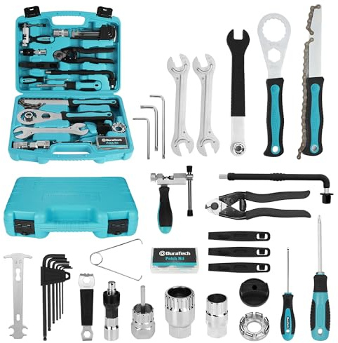 DURATECH 40 Pieces Bike Repair Kit, Complete Bicycle Tool Kit with Storage Case, Bike Tools for Mountain & Road Bikes – Chain, Tire, Brake, and Pedal Maintenance Set, Great Gift for Men, Women