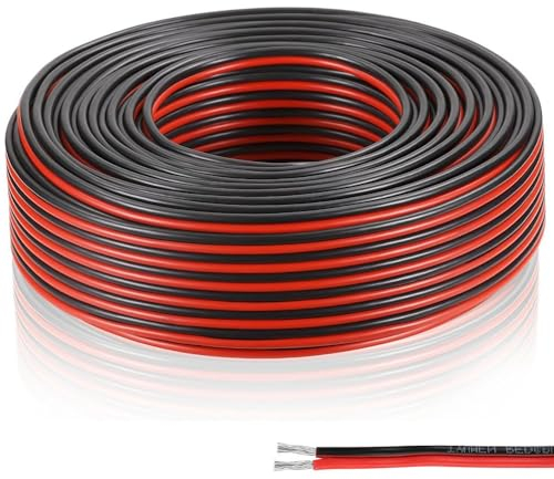 Udbrud Cavo elettrico 22AWG, 30 Metri 0,33mm²Cavo in Silicone Cavo In Silicone Flessibile Stagnato a più Fili Alta Temperatura Resistente per Strisce LED e Cablaggio Elettronico
