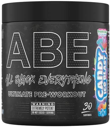 Applied Nutrition ABE Pre Workout - All Black Everything Pre Workout Powder, Energy & Physical Performance with Citrulline, Creatine, Beta Alanine (375g - 30 Servings) (Candy Ice Blast)