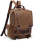 DEEVORCA Canvas Men Backpack Fashion Rucksack Convertible Shoulder Bag for 12.9 Inch iPad College Bag Casual Knapsack Work Travel Hiking Daily Camping Outdoor Vintage Mens Daypacks Brown