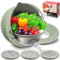 KHOXU 4-1 Colander with Mixing Bowl Set, 2024 New Food Strainers and Colanders Set for Kitchen, Pasta Rice Strainer, Fruit Veggie Washer, Salad Spinner, Kitchen Essentials Strainer Basket Bowl, Green