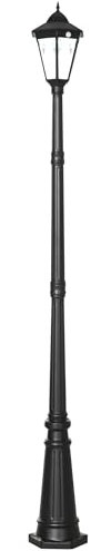 Outsunny 2.4 m Garden Lamp Post Light, LED Solar Powered Patio Path Lighting Lamp with Aluminium Frame, PIR Motion Sensor for Lawn, Pathway, Driveway, Black