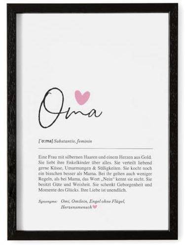 Fjllrven Definition Poster & Kunstdrucke | Weihnachtsgeschenke Oma Geschenk | Wandbilder Wohnzimmer | Weihnachten Geschenke für Oma Geburtstag | Wanddeko Deko Wohnzimmer | DINA A4 mit Rahmen Schwarz