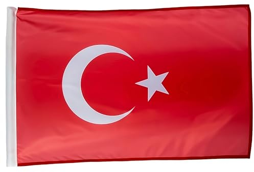 Klartextilien Türkei Flagge, Türkische Fahne aus Wasserfestem Polyester, Hochwertiger Druck mit Leuchtenden Farben, für Innen & Außen Geeignet, Rot & Weiß, 60 x 90 cm