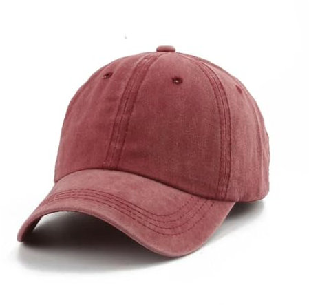 RINDE Baseball Kappe Vintage Baseball Cap Aus Gewaschener Baumwolle-Rot-Kinderkopf 50-53Cm