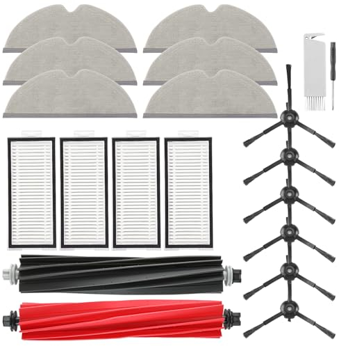 Q5 Pro Accessories Kit Replacement Compatible with Roborock Q5 Pro / Q5 Pro+ / Q8 Max / Q8 Max+ Robot Vacuum, 1 Dual Main Brush, 4 Mop Cloth Pads, 6 Side Brushes, 4 HEPA Filters, 1 Tool