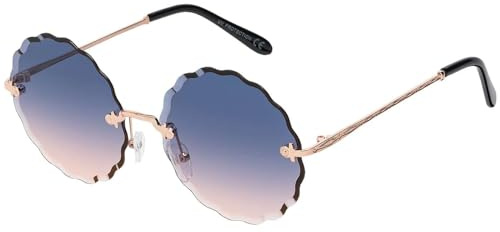 BEZLIT Damen Sonnenbrille rund ohne Rand – Designer Vintage Brille mit Farbverlauf-Gläsern & goldfarbenem Metallrahmen, UV400 Schutz