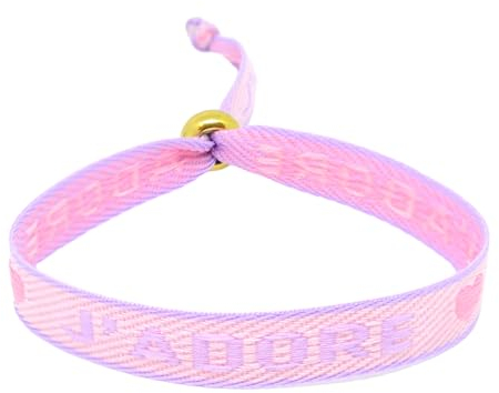 Selfmade Jewelry Festival Armbänder Boho Schmuck - Stoffarmband Bunt - Freundschaftsarmbänder Größenverstellbar Sommer Schmuck (J´ADORE (Rosa-Lila))