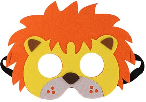 Jtnohx Filz Tiermasken, 10 Stück Halloween Maske für Kinder, Tier Kostüm für Geburtstag Party Supplies（Löwe Masken）