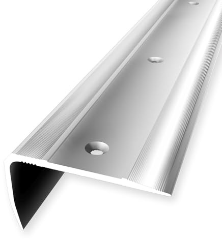 Nez de marche - 29 x 53 x 2500 mm - En aluminium strié, encastré, percé, poli - Hauteur de bordure : 0 à 27 mm Küberit