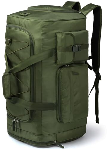 TAIHOYIN Reisetasche Herren 70L Große Sporttasche Weekender Rucksack mit Schuhfach Wasserdicht Trainingstasche Damen Übernachtung Travel Gym Tasche für Reisen, Camping, Fitness, Grün