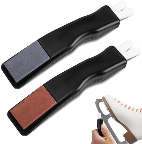 Shupakul 2 Stück Keramik-Schärfer für Schlittschuhe, doppelseitig, mit Schleifstein, tragbares Schlittschuh-Schärfwerkzeug für Hockeyschlittschuhe