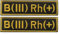 Blutgruppen B+ Pos Patch Aufnäher Rh+ Bestickter Taktischer Moral Aufnäher, für Rucksack Helm Weste Medizinische Identifikation, 2.5 * 10CM (B+)