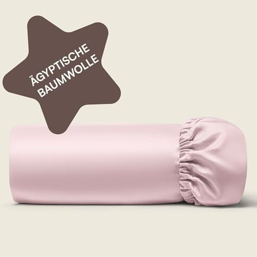 Amqua Ägyptische Baumwolle Spannbettlaken 200x200cm Boxspringbett Rosa | Hohe Matratze bis 30cm Steghöhe | Satin Spannbetttuch 200x200