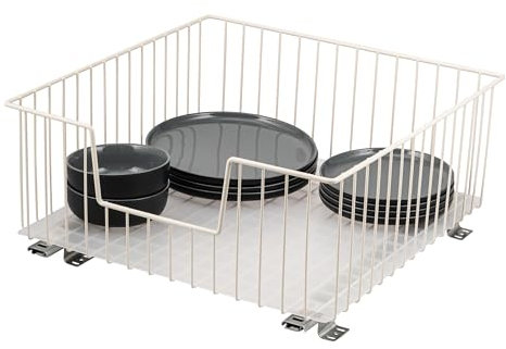 bremermann Schrank-Korbauszug 50 cm Breite mit Einlegeboden, Küchenschublade zum Nachrüsten, Vollauszug mit Teleskop-Schienen, ideal für Küche, Bad & Schlafzimmer, aus Metall (Cremeweiß)