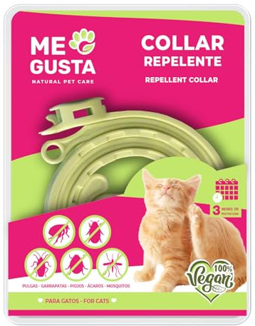 ME GUSTA Collar Repelente para Gatos con Geraniol | Repele Todo Tipo de Insectos | Fragancia Cítrica | 30 cm