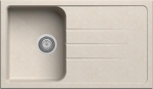 Lavello cucina Romeo avena 1 vasca con gocciolatoio cm 86 x 50 Made in Italy