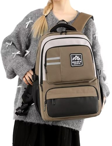 Clufar Schulrucksack Teenager Jungen für Causal Travel Rucksack Herren Wasserdicht Daypack für 16.3 Zoll Laptop Schultaschen School Bag Leichter für College Schule Arbeit,Khaki