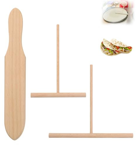 3Pcs Esparcidor de Crepe Esparcidor de Masa Espátula para Crepes en Madera Herramienta de Panqueques Resistente a Altas Temperaturas Accesorios para Crepes Panqueques Tartas