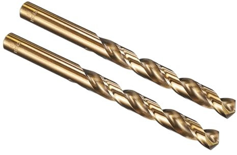 PATIKIL 11mm Drill Bit, Jobber Straight Shank M35 Cobalt 5% High-Speed Steel 135° Gold Finish for Stainless Steel Hard Metal - 2 Pack