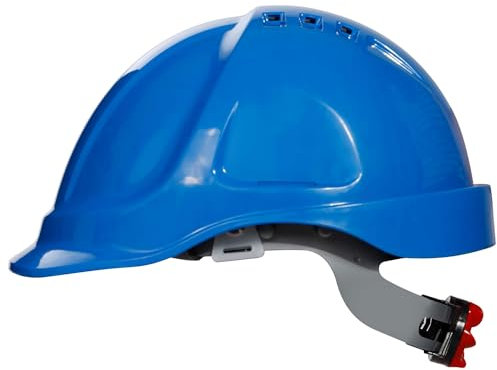 Stenso Bauhelm Schutzhelm Bauarbeiterhelm - EN 397 Zertifiziert, Größe 52-63 cm, ABS Material mit 6 Belüftungslöchern, HDPE-Schraube, Kunstleder, Anti-Schweiß, 360 g, 3 Jahre Betriebsdauer Blau x 1