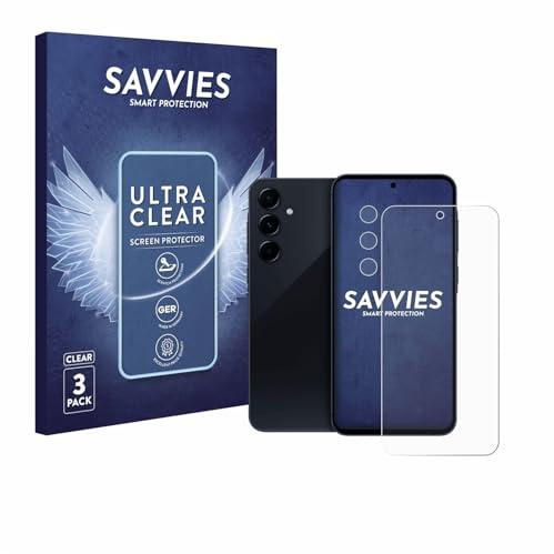 Savvies Schutzfolie für Samsung Galaxy A55 5G Enterprise Edition | (Display+Kamera) 6 Stück Transparenter Displayschutz Made in Germany Ultra-Klar Displayschutz-Folie