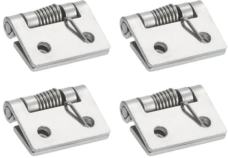 sourcing map 4Pcs Spring Hinge, 1 Length 304 Stainless Steel Spring Loaded Hinges, Self-Closing Cabinet Hinges for Left and Right Hand Doors Cabinet Closet DIY Hardware, Silver (Exterior)