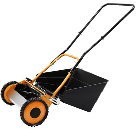 Fridgestea Handrasenmäher, Spindelmäher, Rasenmäher manuell, 35cm / 40cm Schnittbreite, 12-42 mm Schnitthöheneinstellung, mit Grasfangkorb, 5 Messern (35cm Schnittbreite)