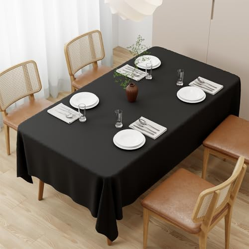 Zdada Schwarz Abwaschbar Tischdecken 110x180cm Rechteckig Polyester Tischdecke, Kratzfest, Fleckschutz Tischtuch Outdoor Tischwäsche für Garten, Esszimmer, Feiern und Haushalt
