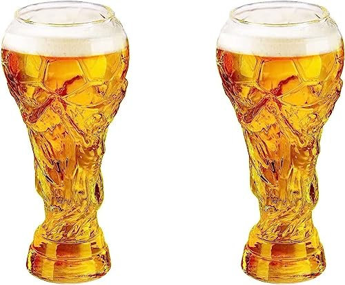 QXSJEDYCH Boccale di birra in legno, boccale di birra nordica, bicchiere da birra a forma di calcio da 2 pezzi, boccale di birra creativo for Coppa del mondo da 460 ml, bicchiere di vino in cristallo