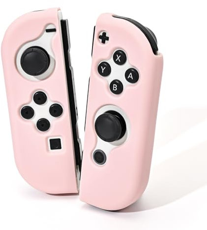 DLseego Protective Cover Case Compatible with Switch/OLED, Soft Silicone Switch Joy-C Handle Controller TPU Shell, Anti-Scratch Grips Case-Pink