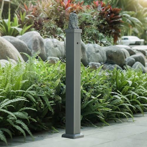 CXLXBRZD Fontaine Jardin Autoportante en Aluminium avec Robinet, Robinet D'extérieur, Support de Tuyau Vertical for Jardin, Ferme, Ranch(114cm/44.9in)